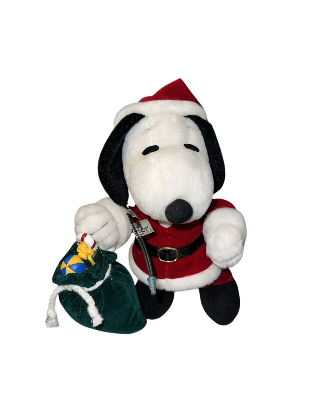 Peanuts Snoopy Santa Mini Lights plug in Animated Plush Ornament MINTcond 12"
